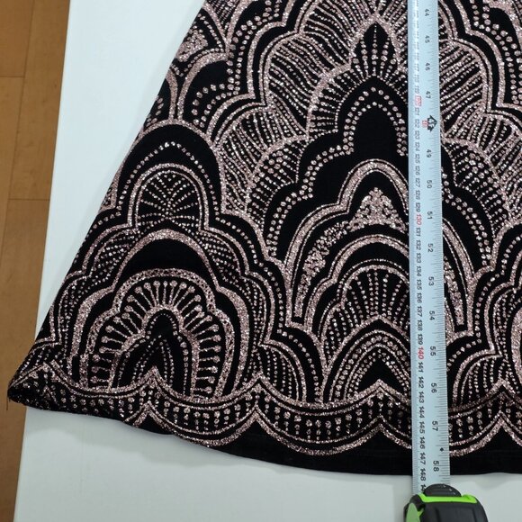Jump Apparel Maxi Dress Womens 7/8 Black Pink Glitter Lined Cocktail Prom Whimsi - Picture 7 of 16
